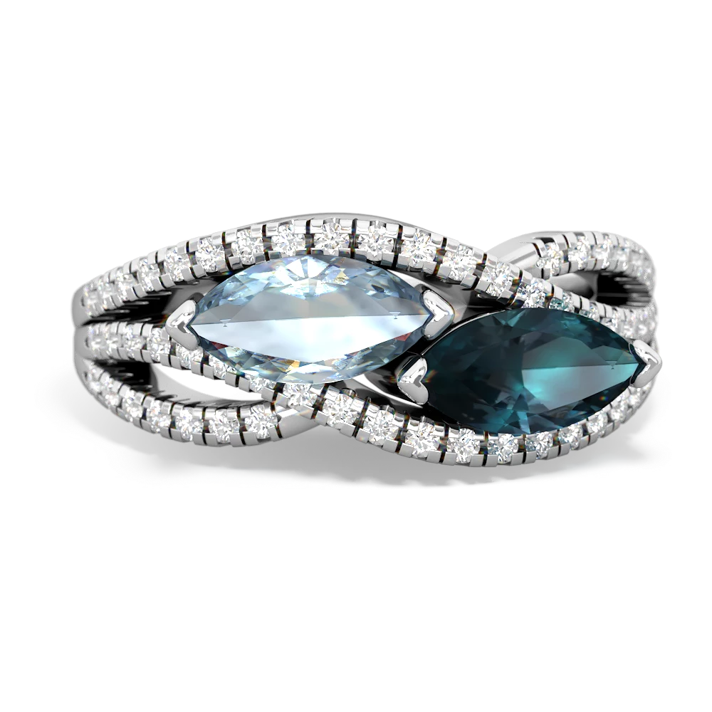 Aquamarine Diamond Rivers 14K White Gold ring R3070