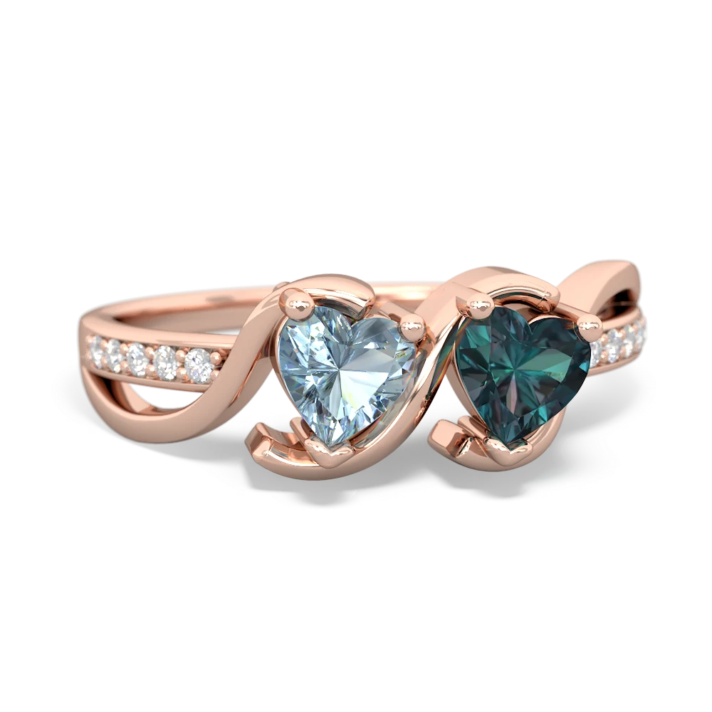 Aquamarine Side By Side 14K Rose Gold ring R3090