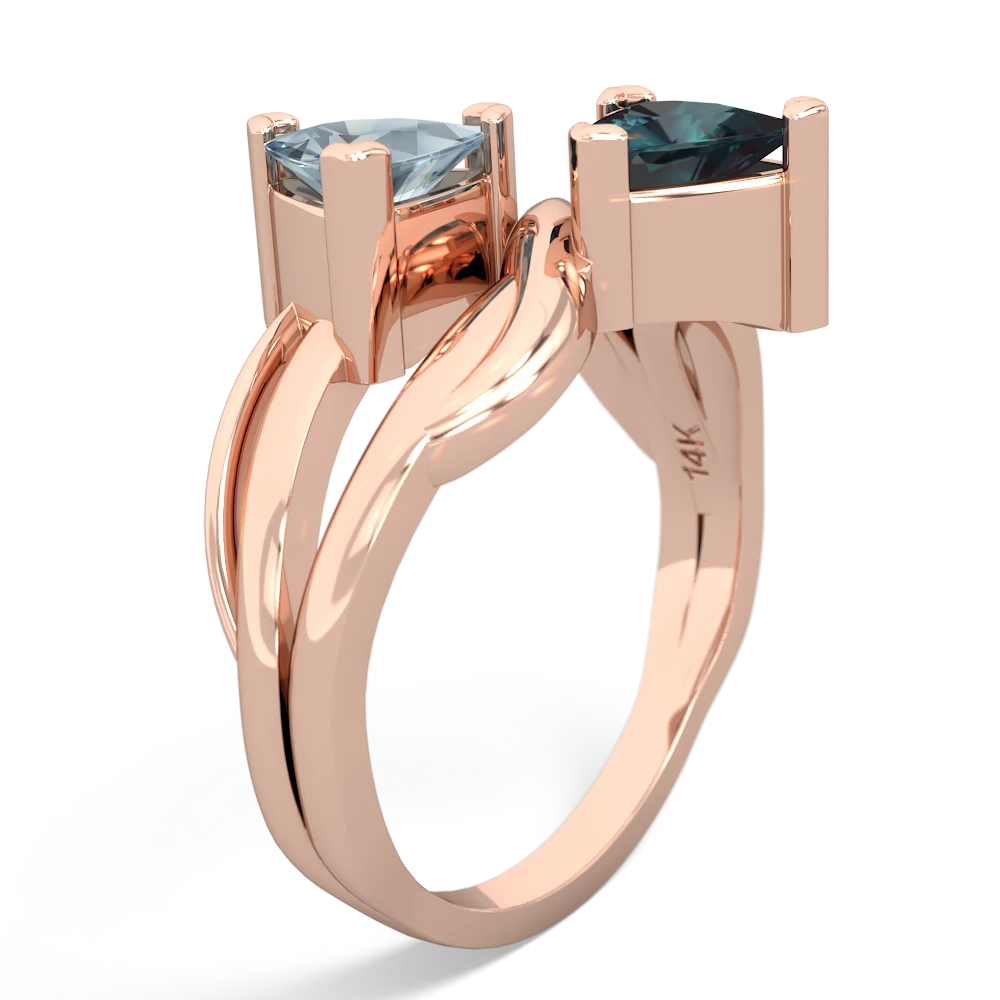 Aquamarine Split Band Swirl 14K Rose Gold ring R2341