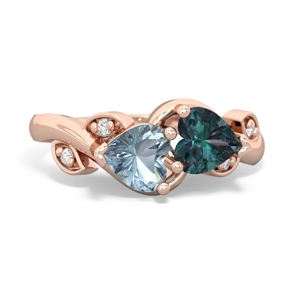 Aquamarine Floral Elegance 14K Rose Gold ring R5790