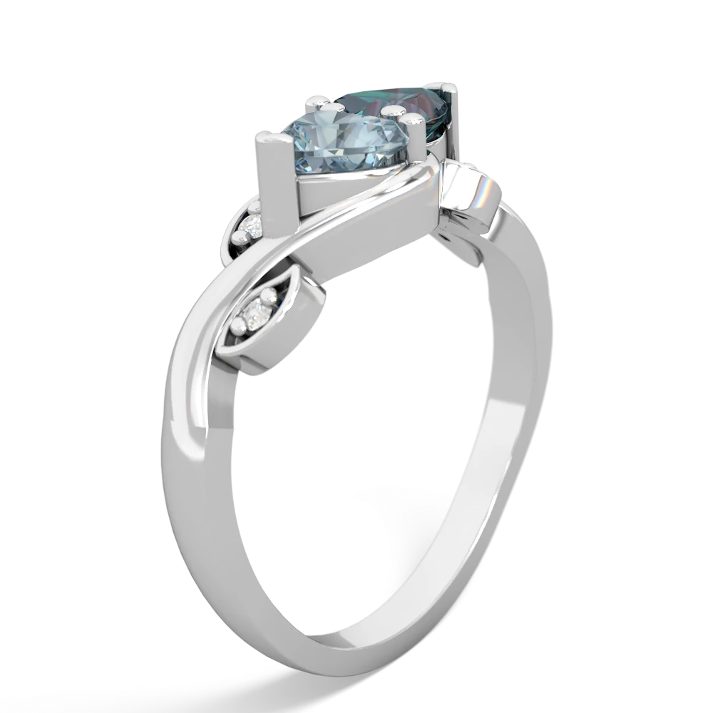 Aquamarine Floral Elegance 14K White Gold ring R5790