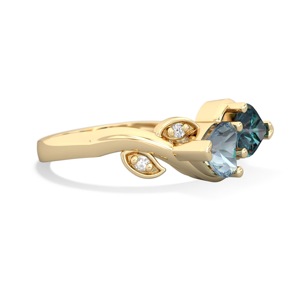 Aquamarine Floral Elegance 14K Yellow Gold ring R5790