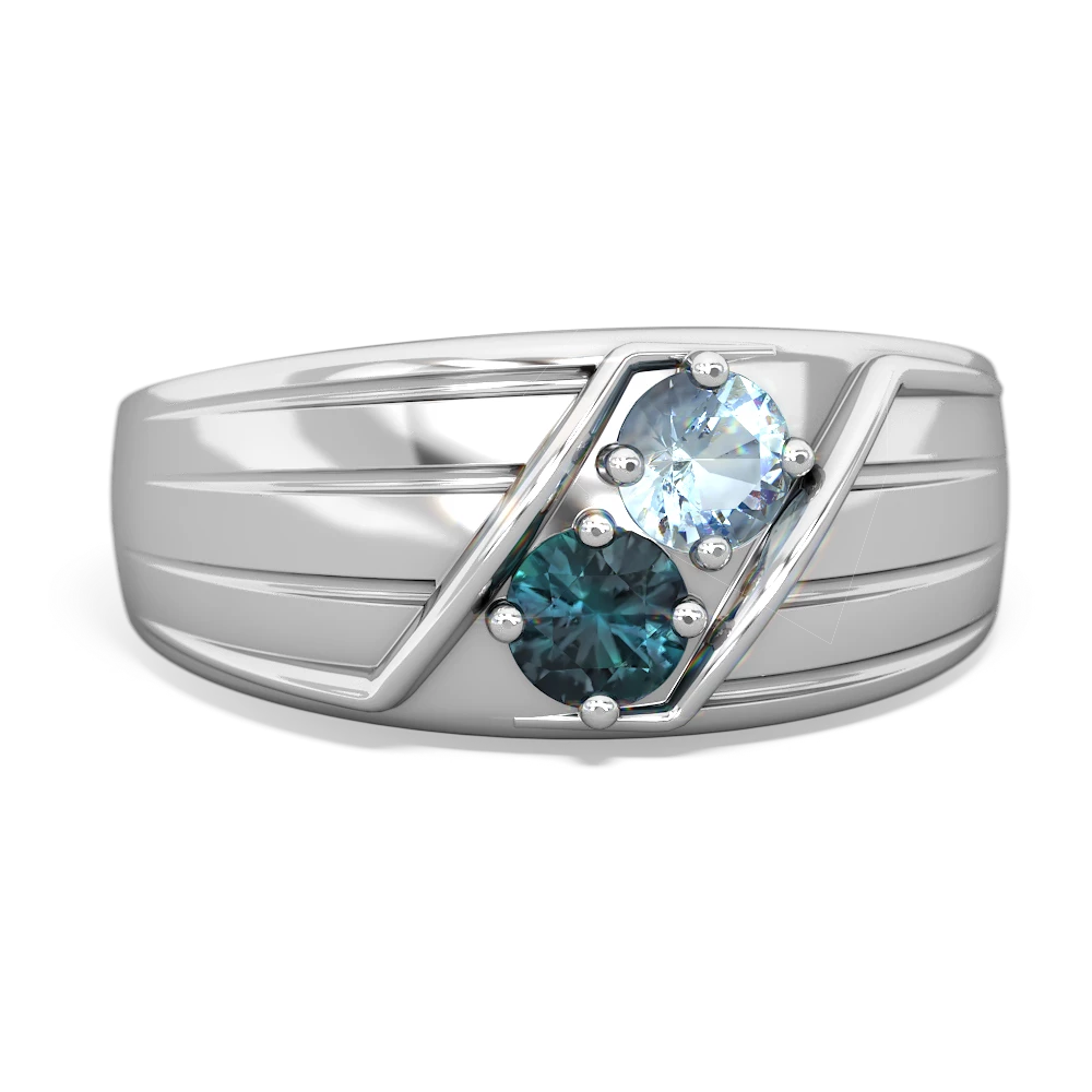 Aquamarine Men's Streamline 14K White Gold ring R0460