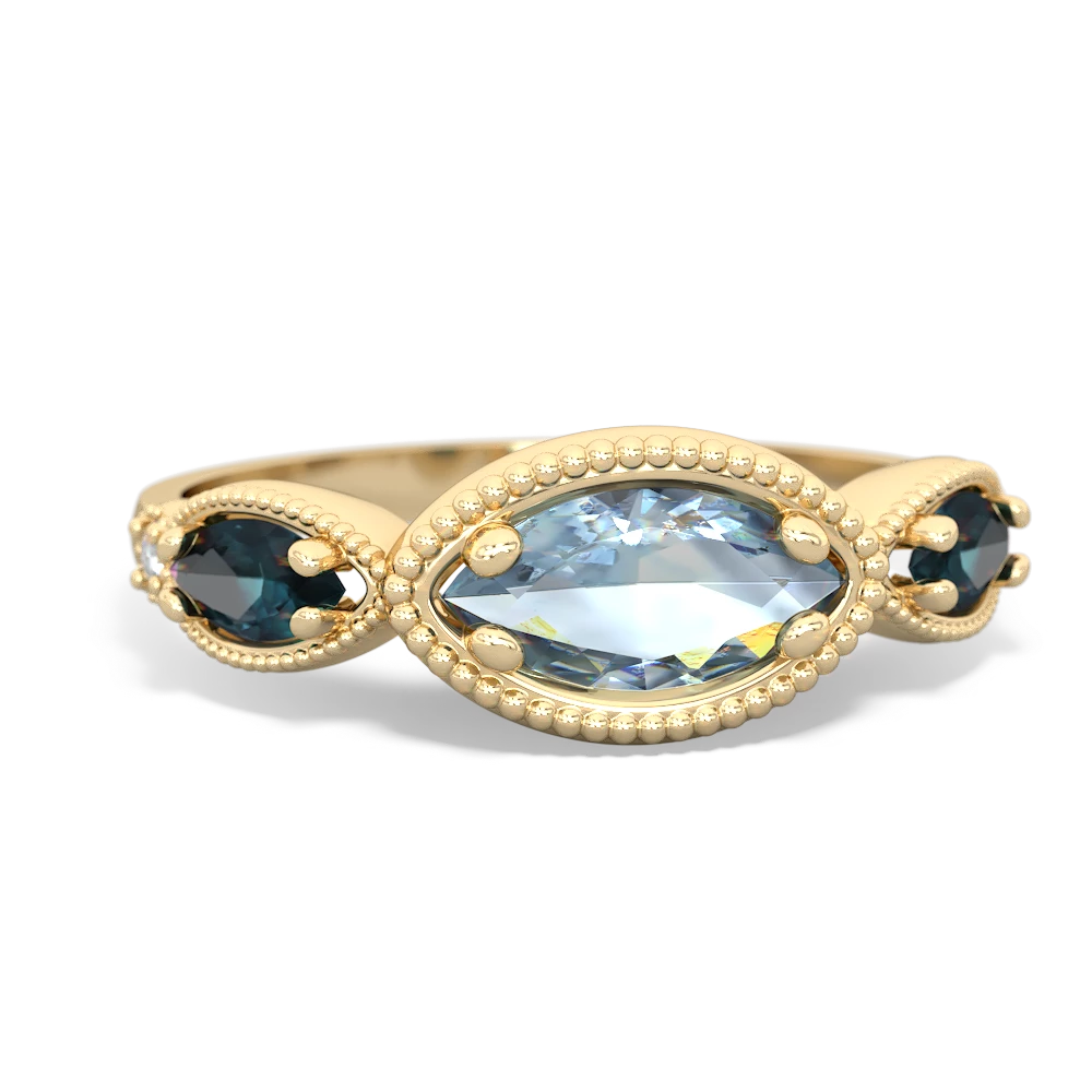 Aquamarine Milgrain Marquise 14K Yellow Gold ring R5700