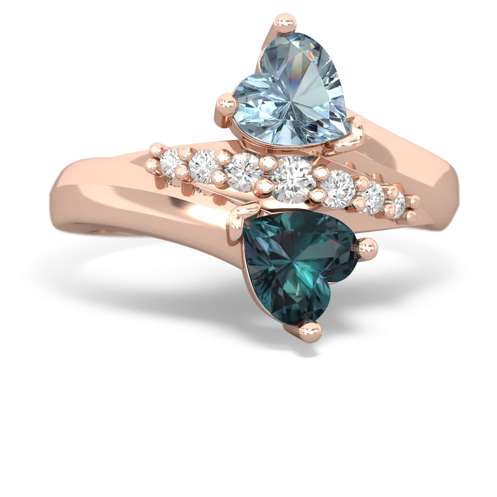 Aquamarine Heart To Heart 14K Rose Gold ring R2064