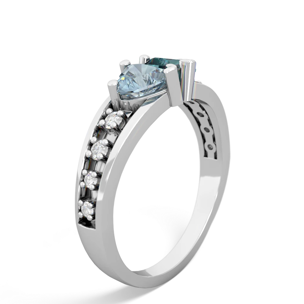 Aquamarine Heart To Heart 14K White Gold ring R3342