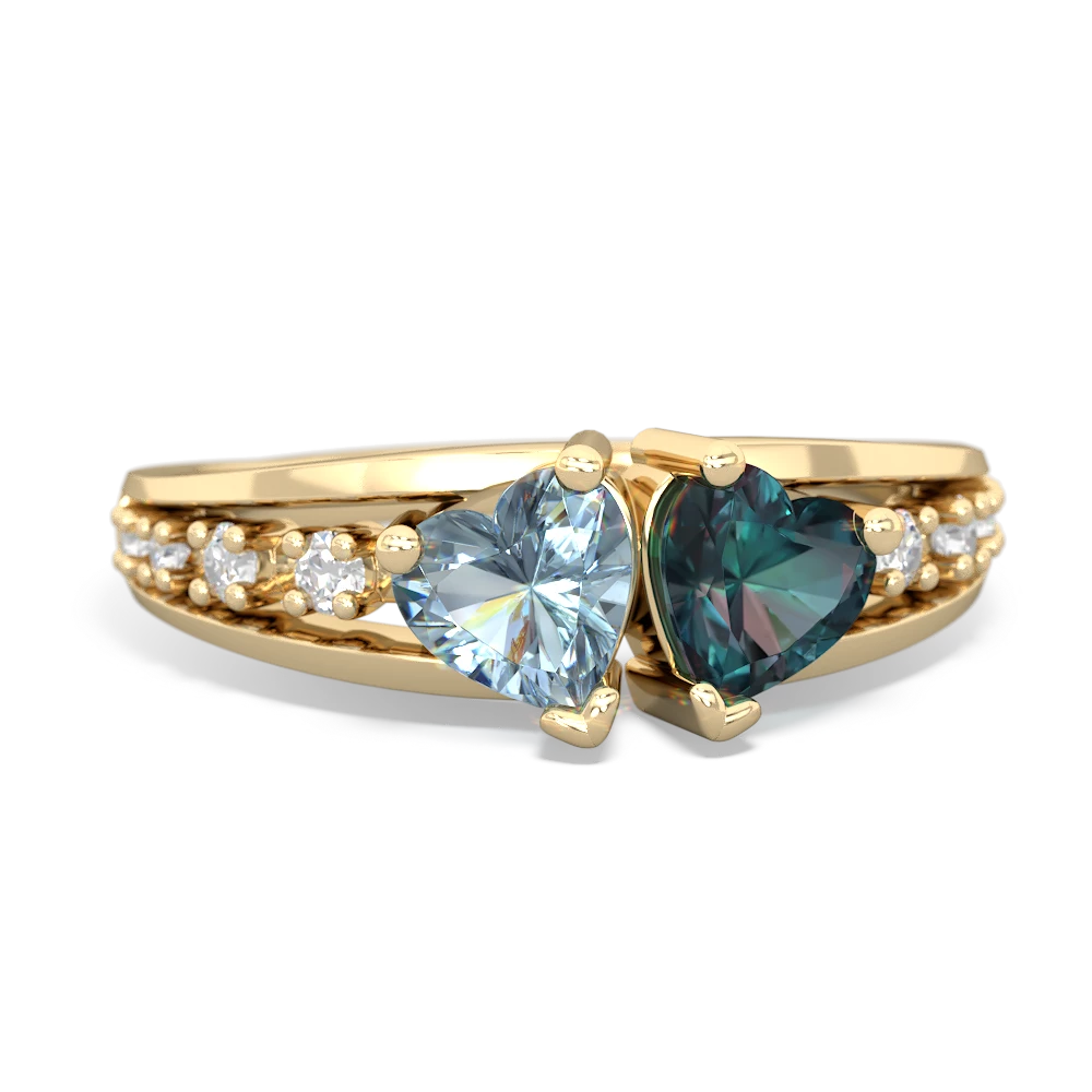 Aquamarine Heart To Heart 14K Yellow Gold ring R3342