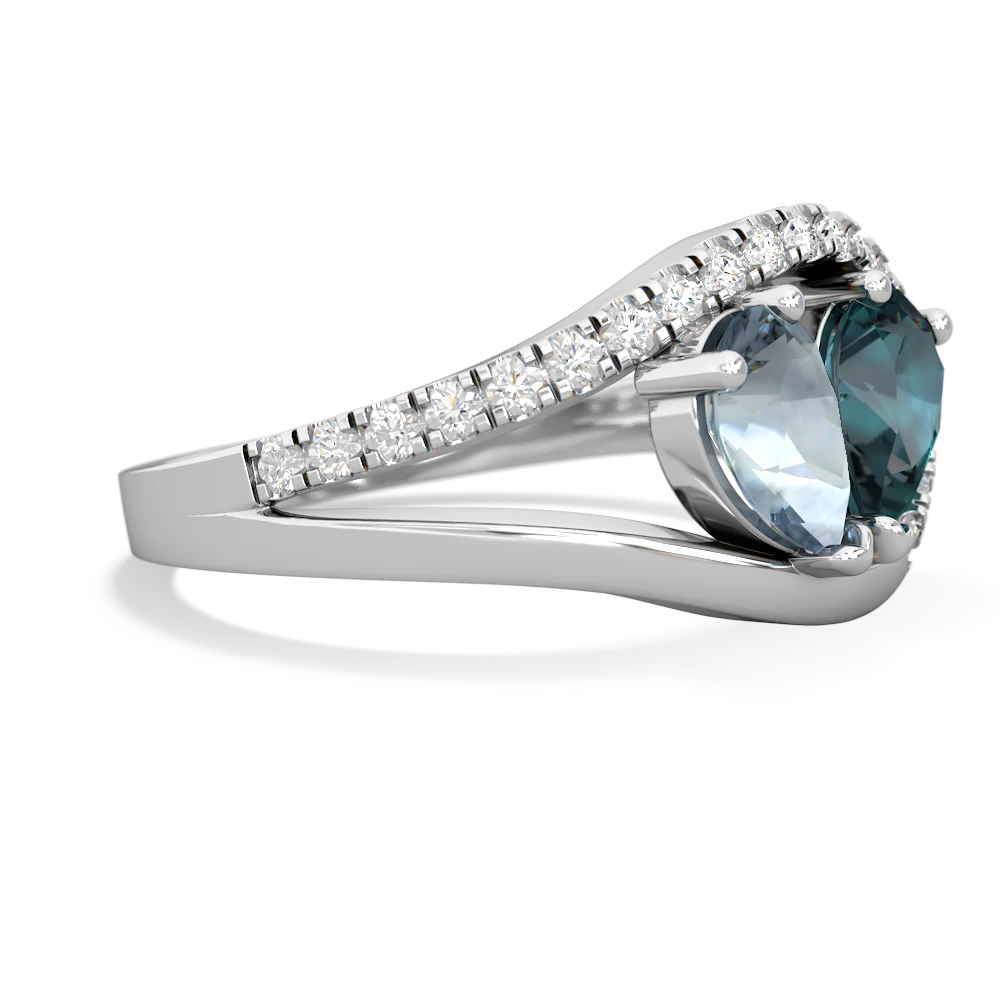 Aquamarine Nestled Heart Keepsake 14K White Gold ring R5650