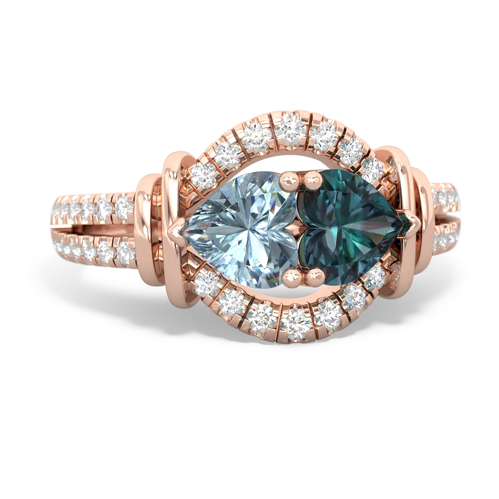 Aquamarine Art-Deco Keepsake 14K Rose Gold ring R5630