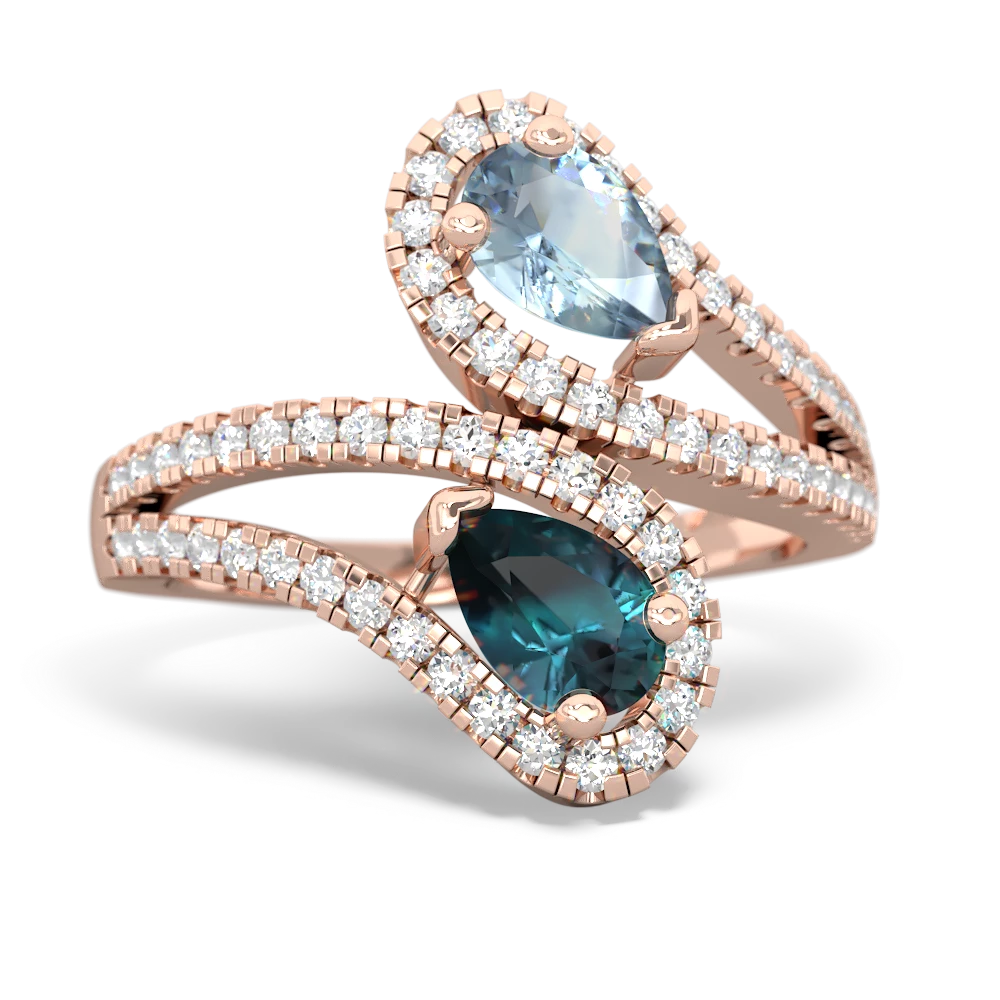 Aquamarine Diamond Dazzler 14K Rose Gold ring R3000