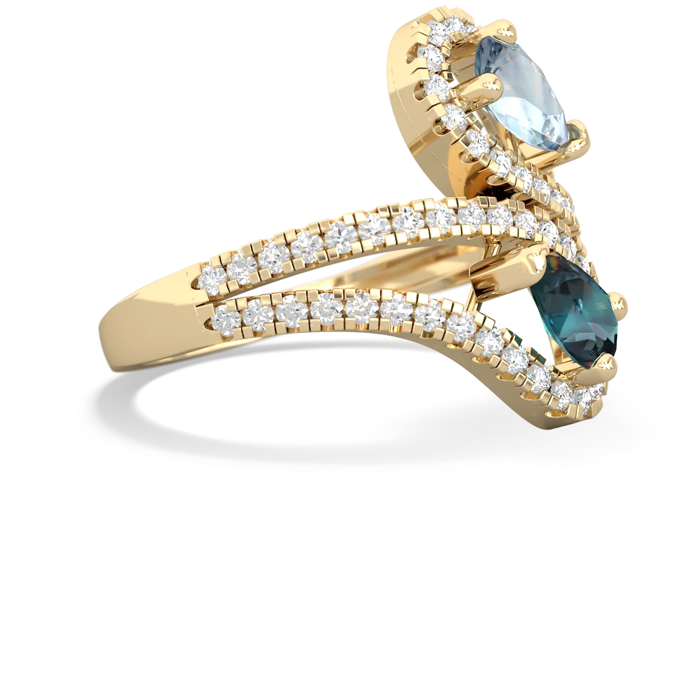 Aquamarine Diamond Dazzler 14K Yellow Gold ring R3000