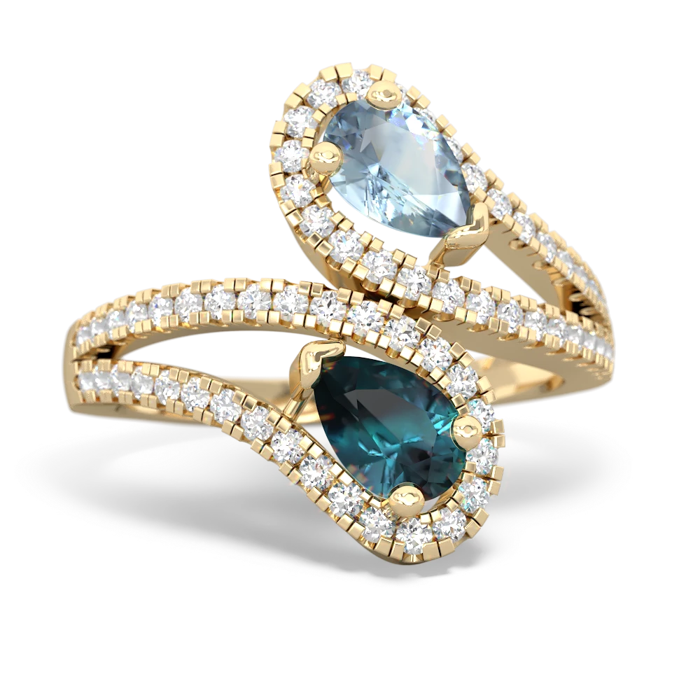 Aquamarine Diamond Dazzler 14K Yellow Gold ring R3000