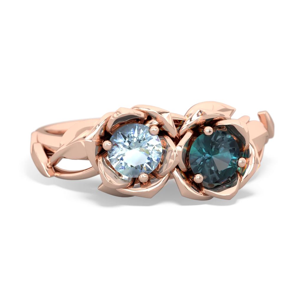 Aquamarine Rose Garden 14K Rose Gold ring R5510