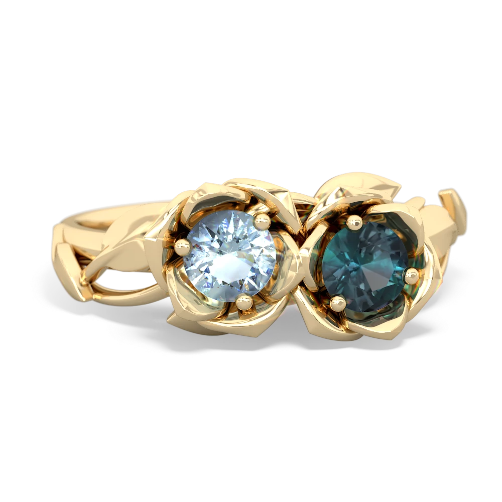 Aquamarine Rose Garden 14K Yellow Gold ring R5510