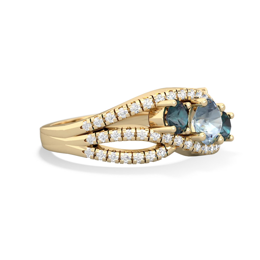 Aquamarine Three Stone Aurora 14K Yellow Gold ring R3080