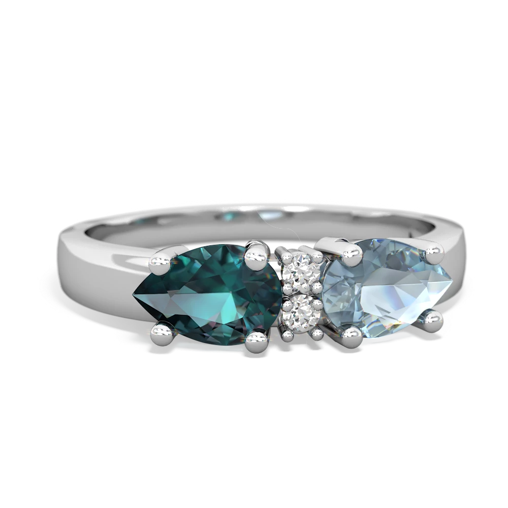 Aquamarine Pear Bowtie 14K White Gold ring R0865