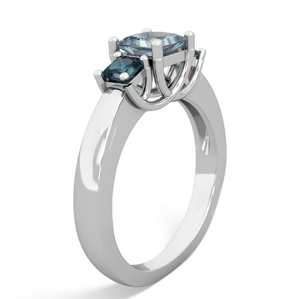 Aquamarine Three Stone Trellis 14K White Gold ring R4015