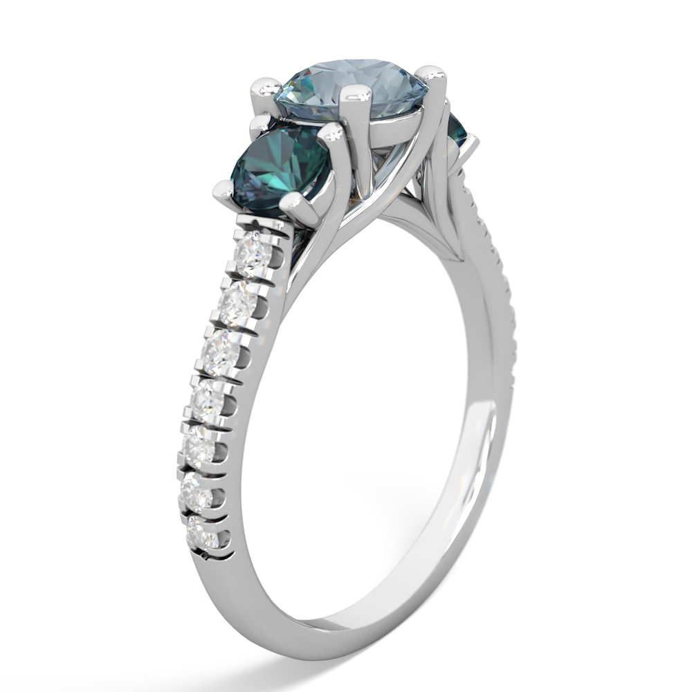 Aquamarine Pave Trellis 14K White Gold ring R5500