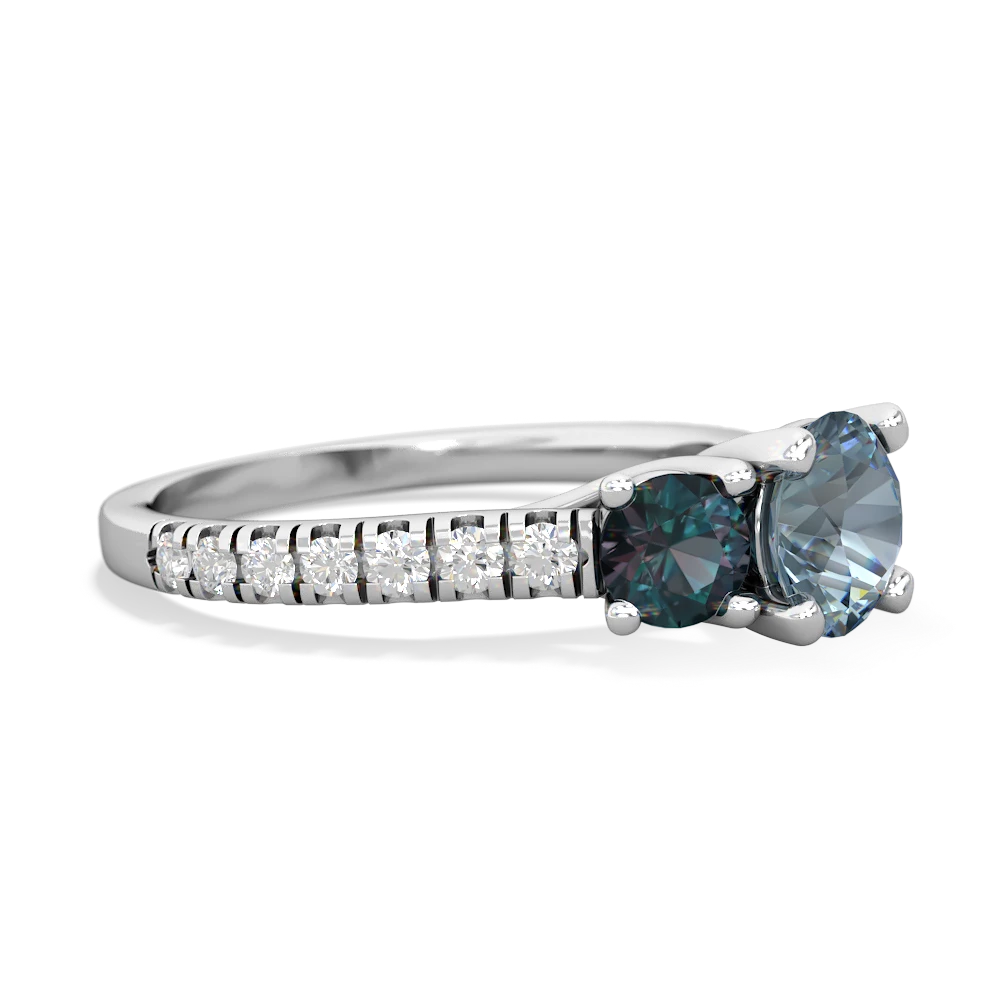 Aquamarine Pave Trellis 14K White Gold ring R5500