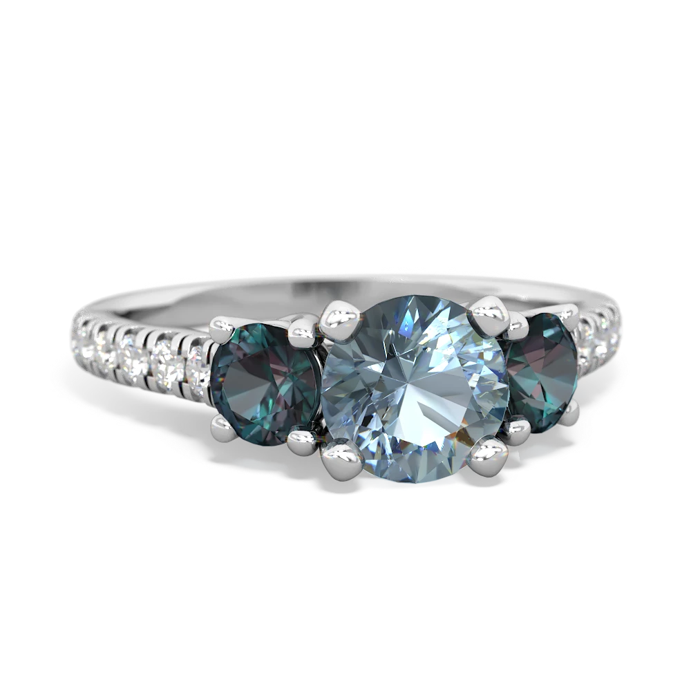 Aquamarine Pave Trellis 14K White Gold ring R5500