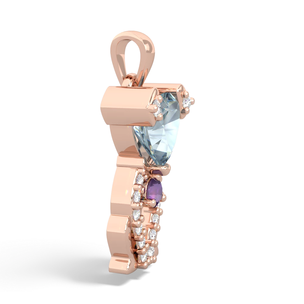 Aquamarine Puppy Love 14K Rose Gold pendant P5800