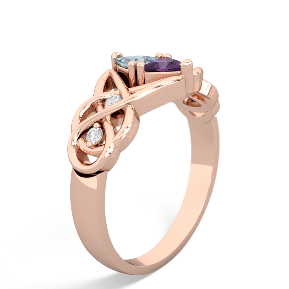 Aquamarine Keepsake Celtic Knot 14K Rose Gold ring R5300