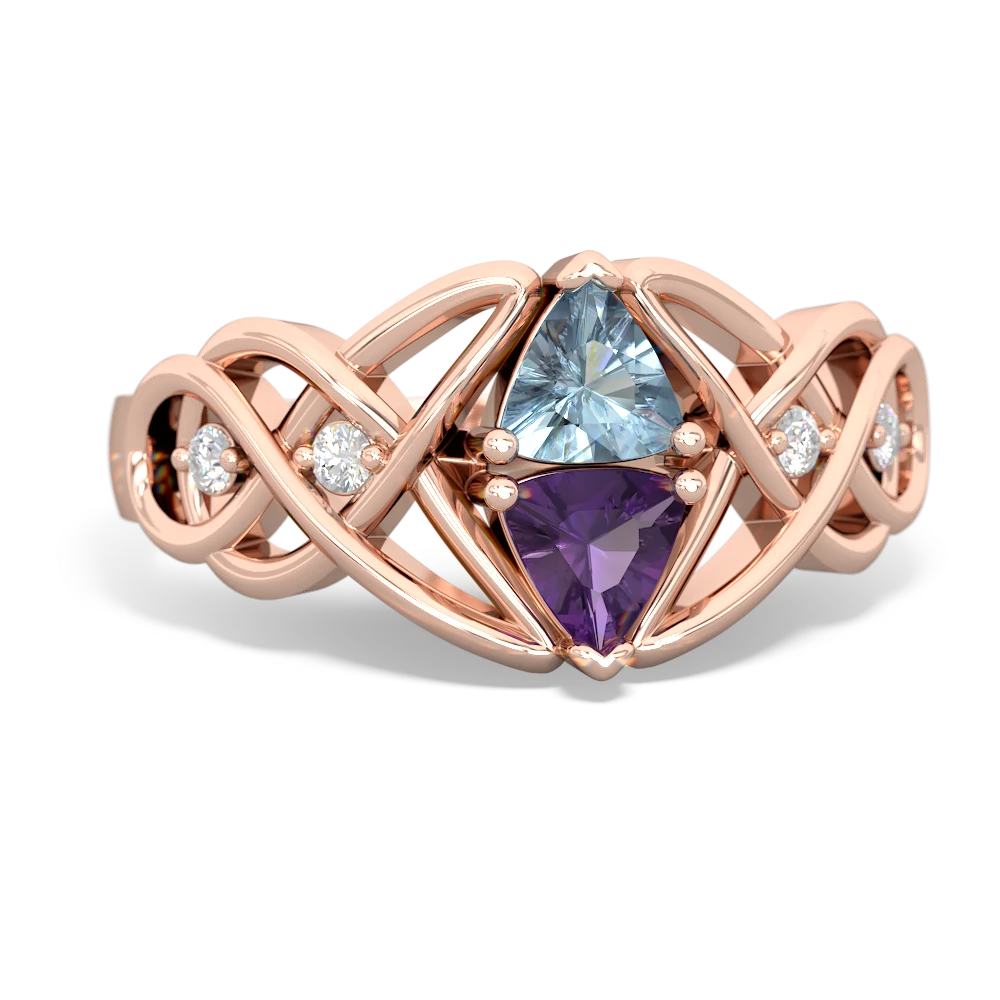 Aquamarine Keepsake Celtic Knot 14K Rose Gold ring R5300