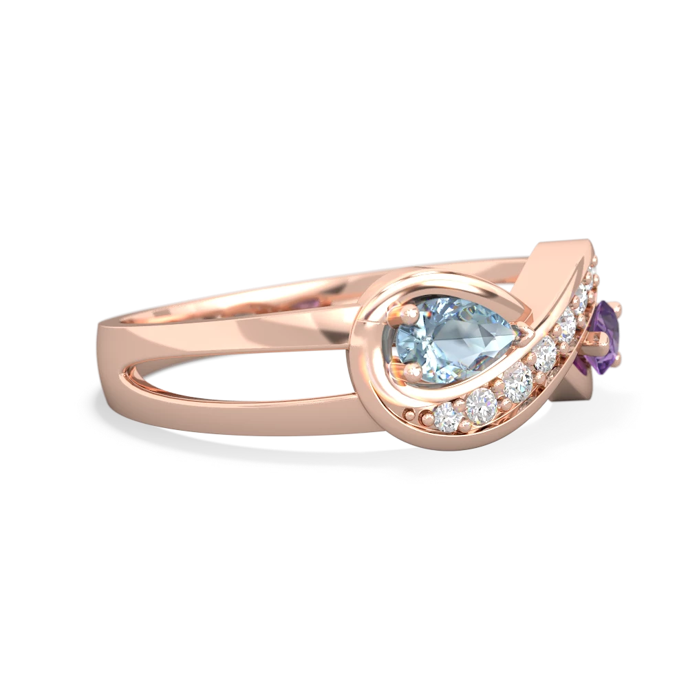 Aquamarine Diamond Infinity 14K Rose Gold ring R5390