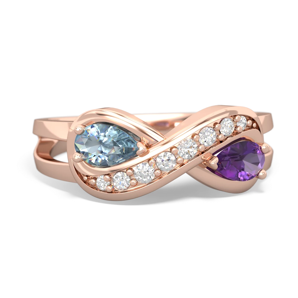 Aquamarine Diamond Infinity 14K Rose Gold ring R5390