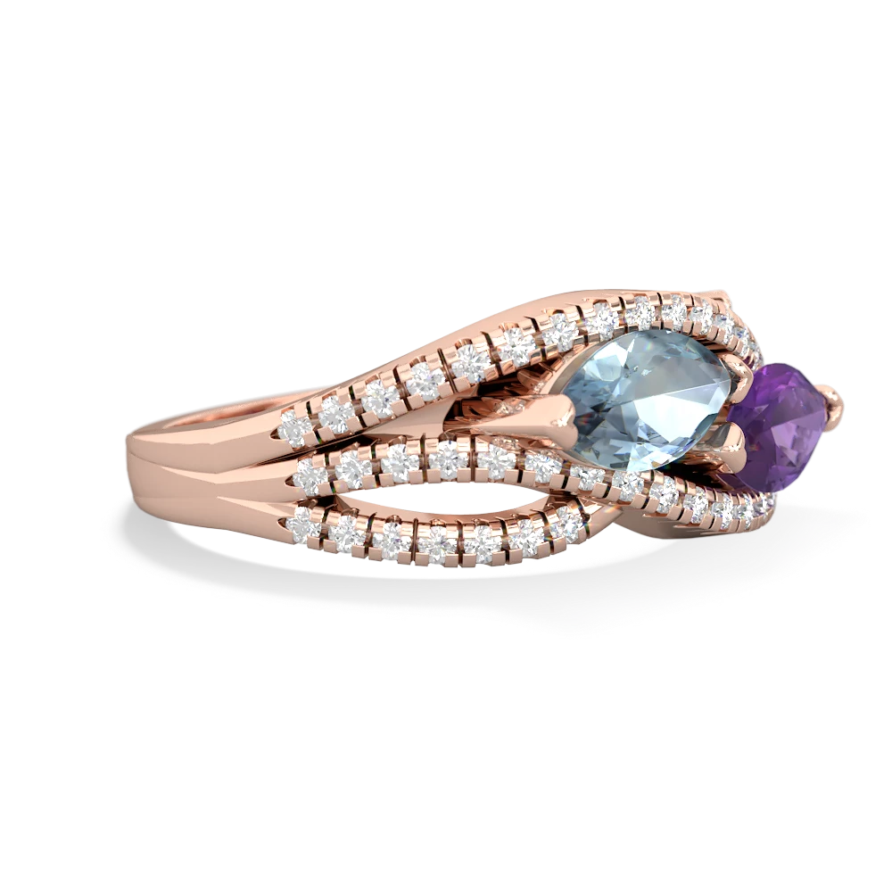 Aquamarine Diamond Rivers 14K Rose Gold ring R3070