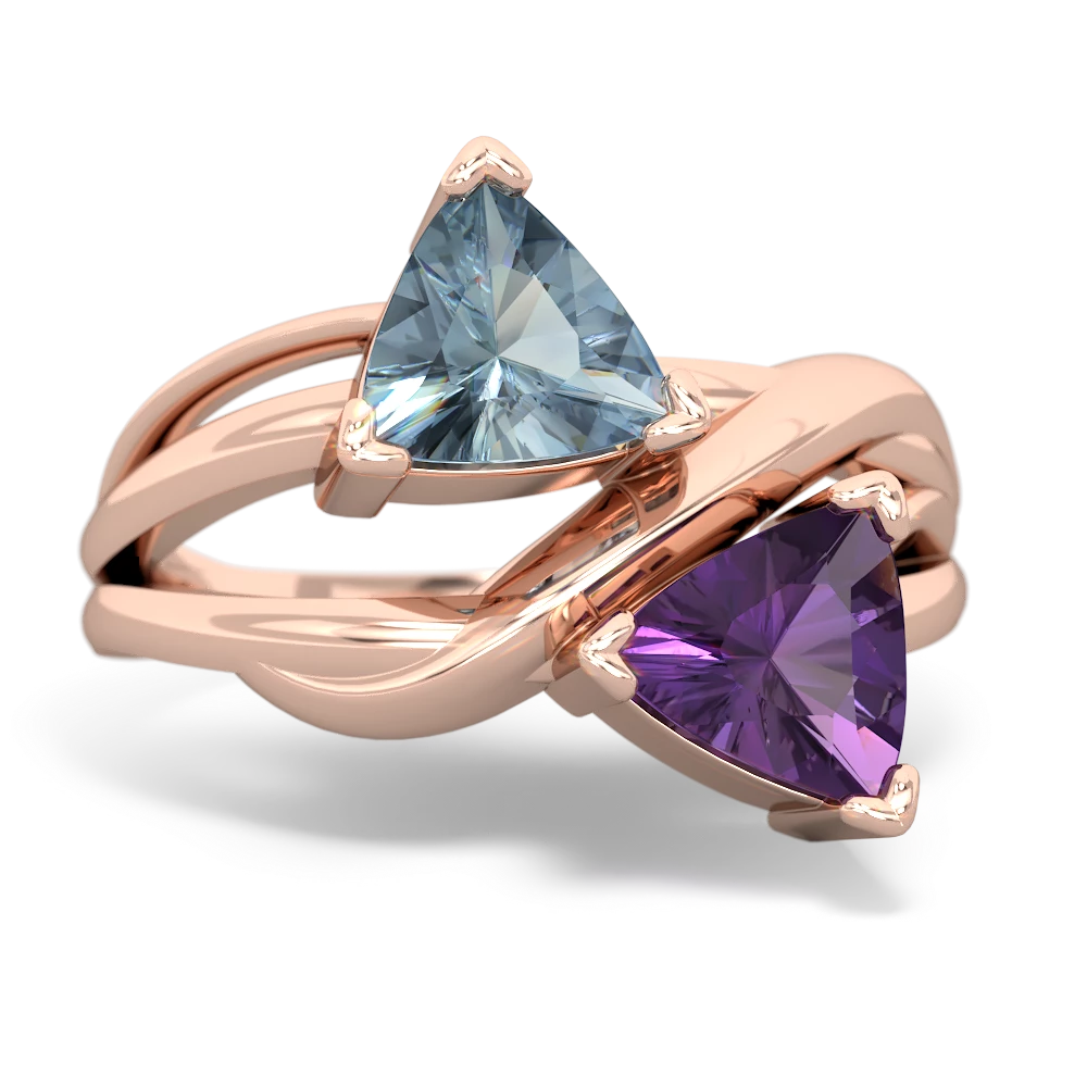 Aquamarine Split Band Swirl 14K Rose Gold ring R2341