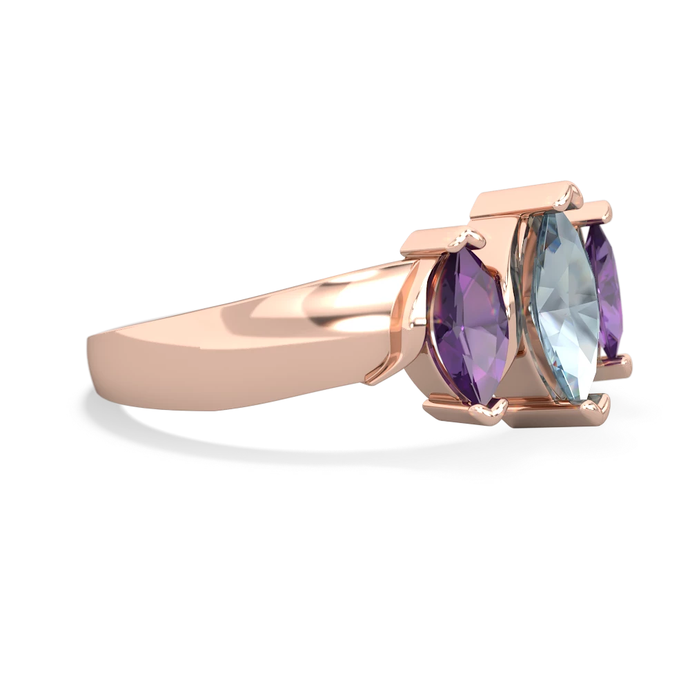 Aquamarine Three Peeks 14K Rose Gold ring R2433