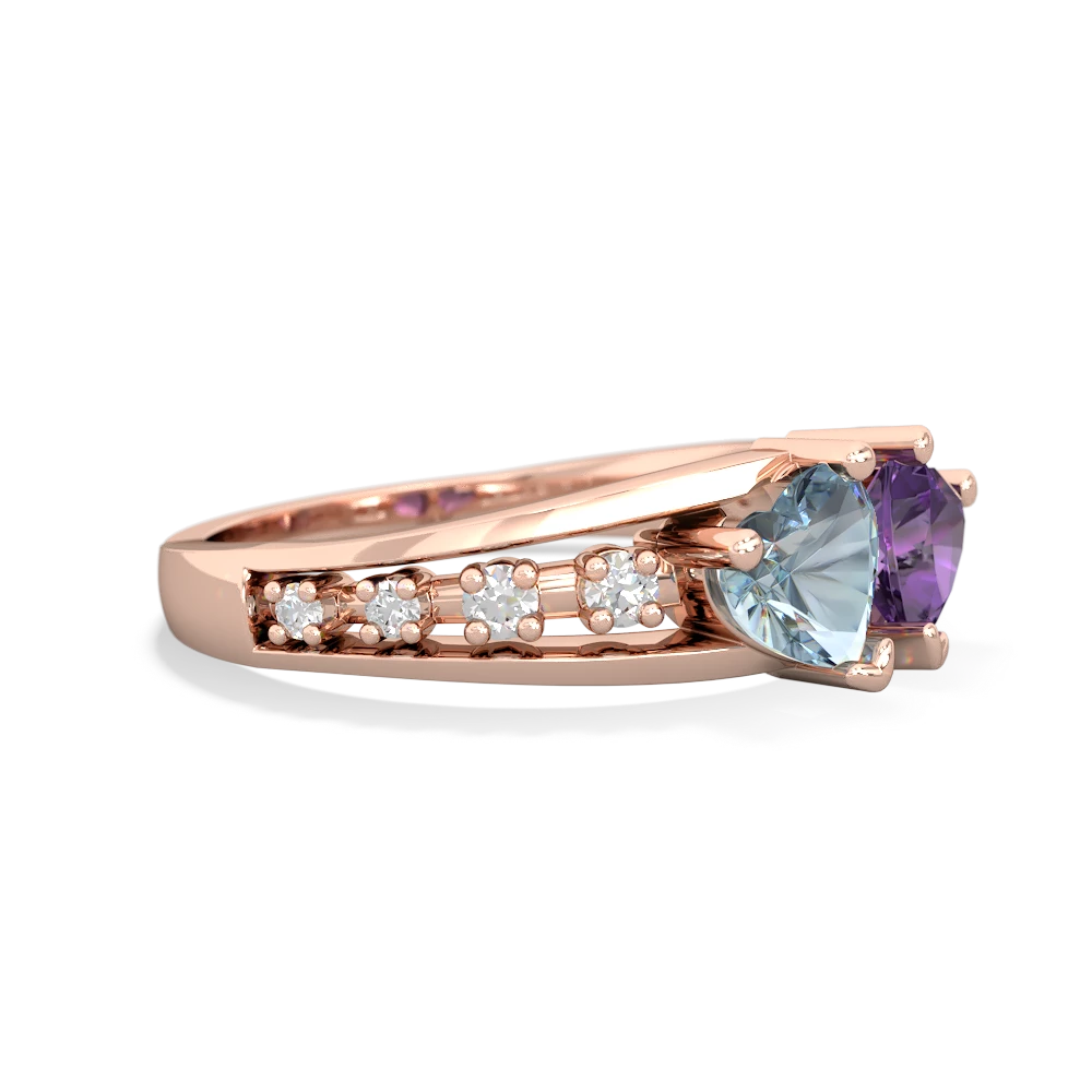 Aquamarine Heart To Heart 14K Rose Gold ring R3342