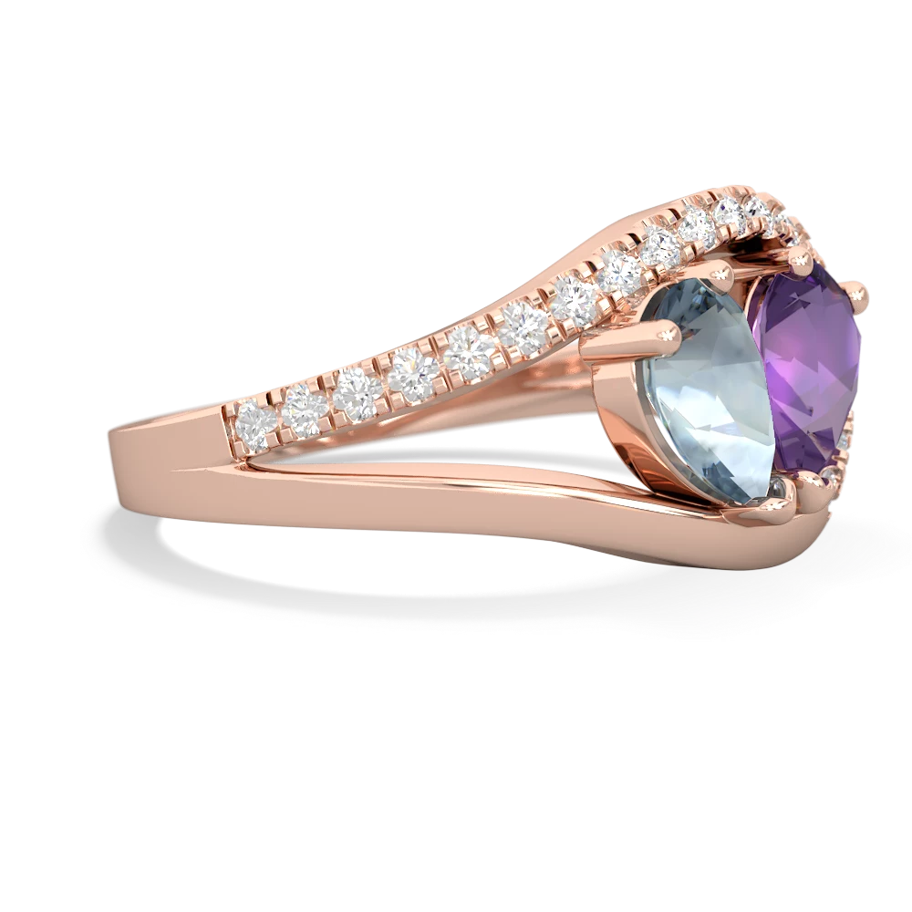 Aquamarine Nestled Heart Keepsake 14K Rose Gold ring R5650