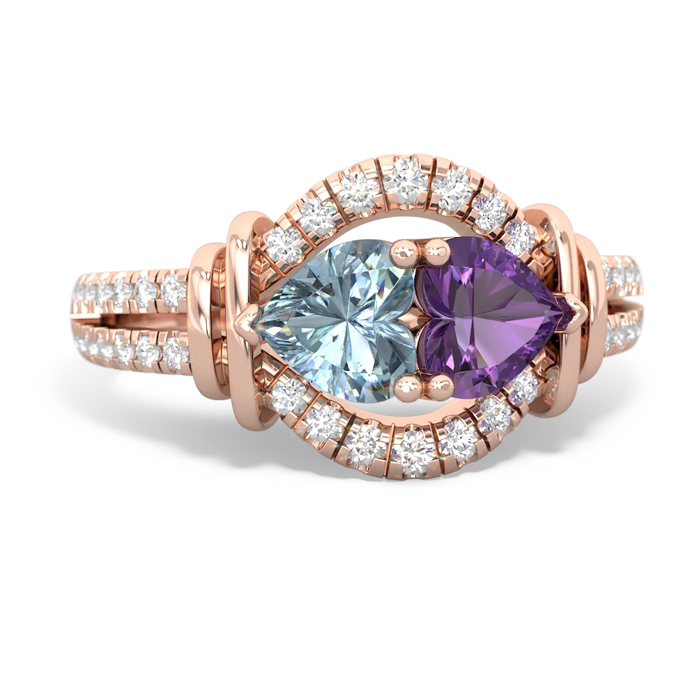 Aquamarine Art-Deco Keepsake 14K Rose Gold ring R5630