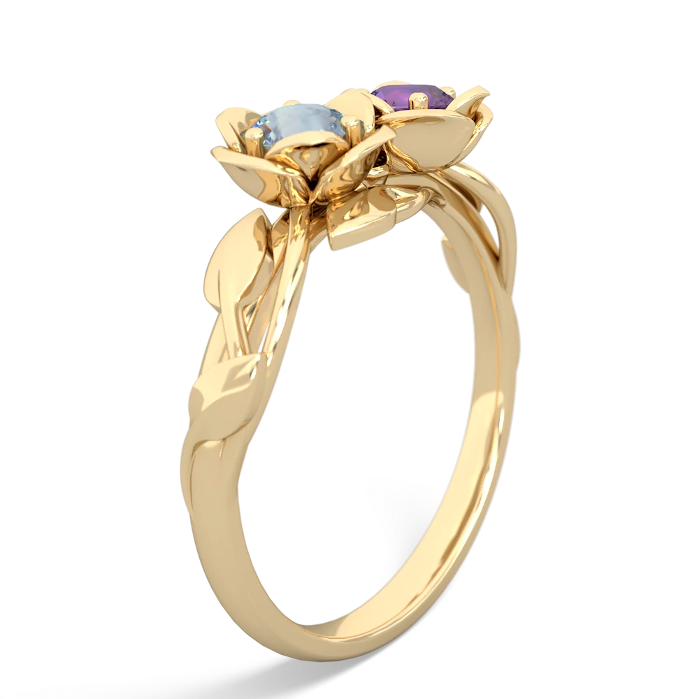 Aquamarine Rose Garden 14K Yellow Gold ring R5510