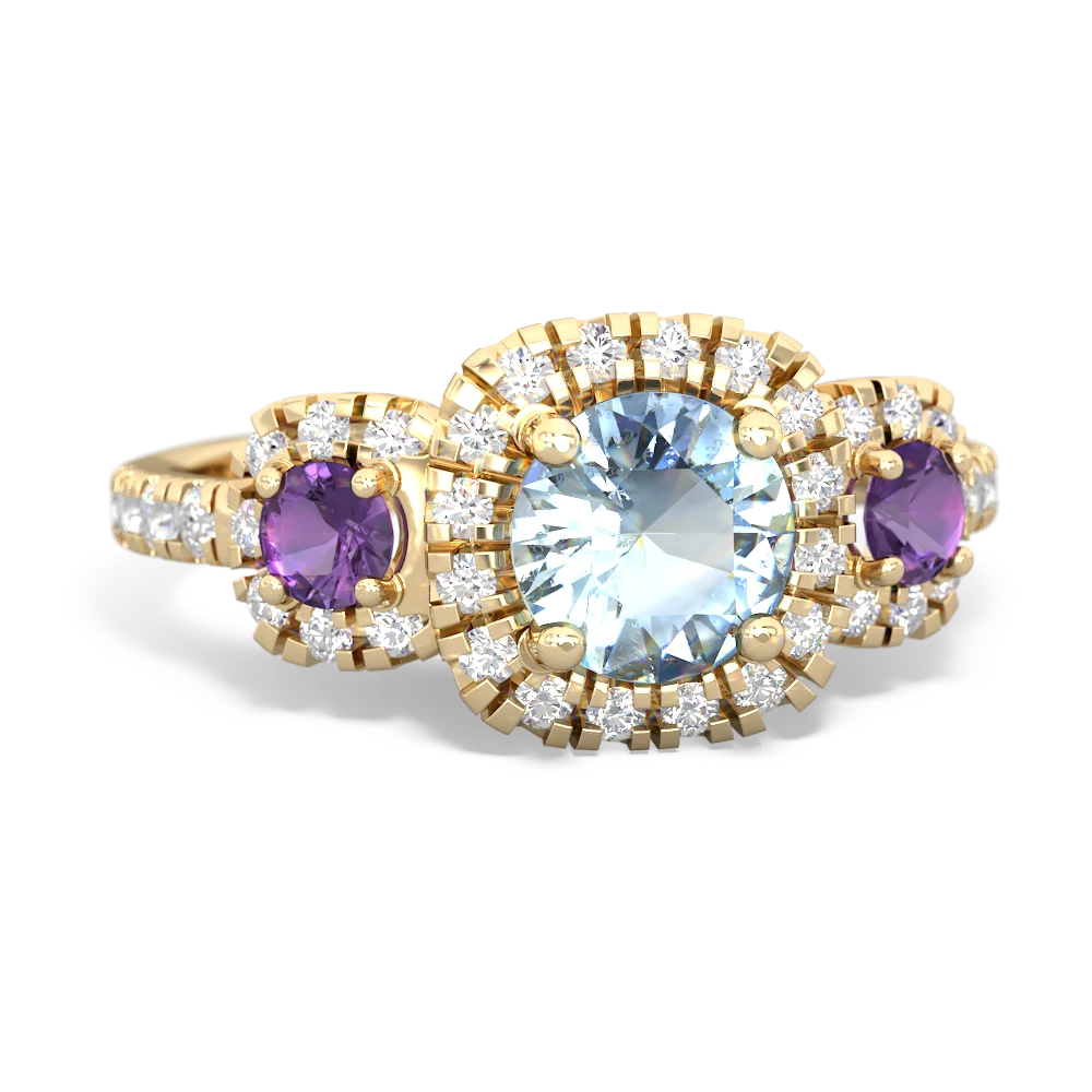 Aquamarine Regal Halo 14K Yellow Gold ring R5350