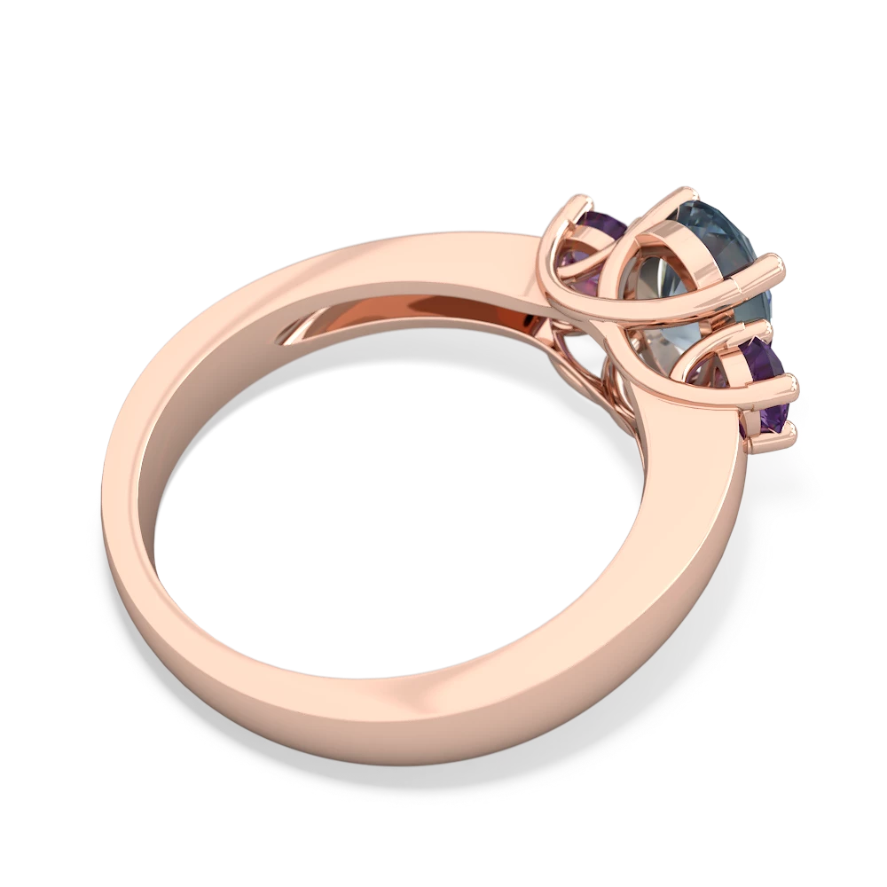 Aquamarine Three Stone Oval Trellis 14K Rose Gold ring R4024