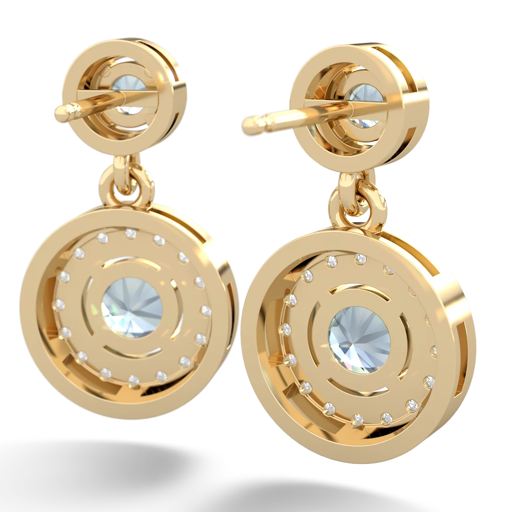 Aquamarine Halo Dangle 14K Yellow Gold earrings E5319