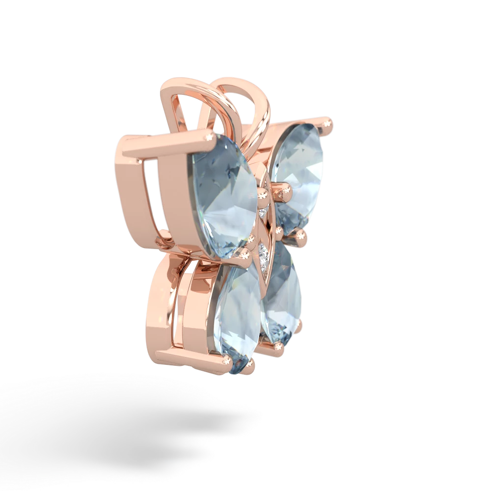 Aquamarine Butterfly 14K Rose Gold pendant P2215