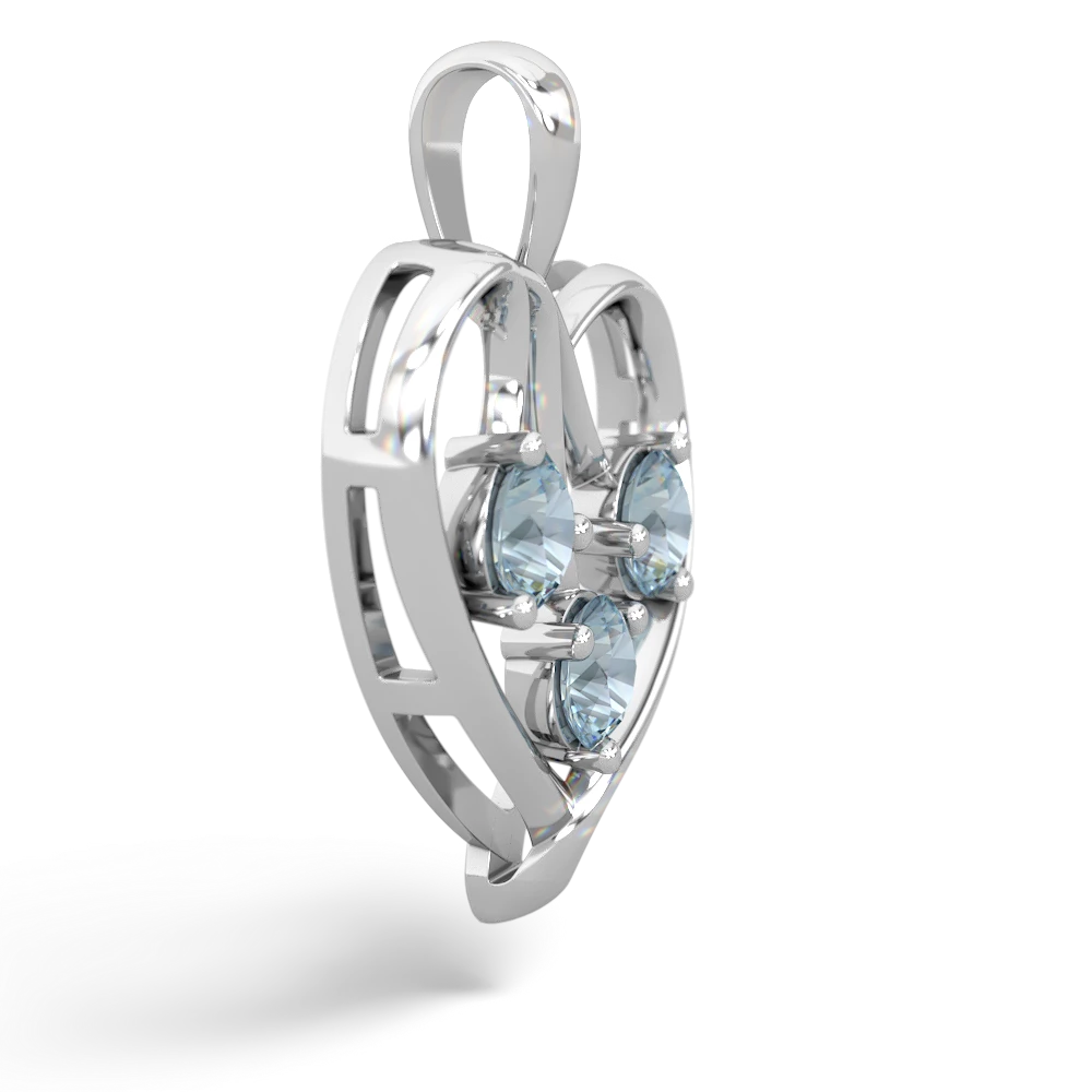 Aquamarine Glowing Heart 14K White Gold pendant P2233