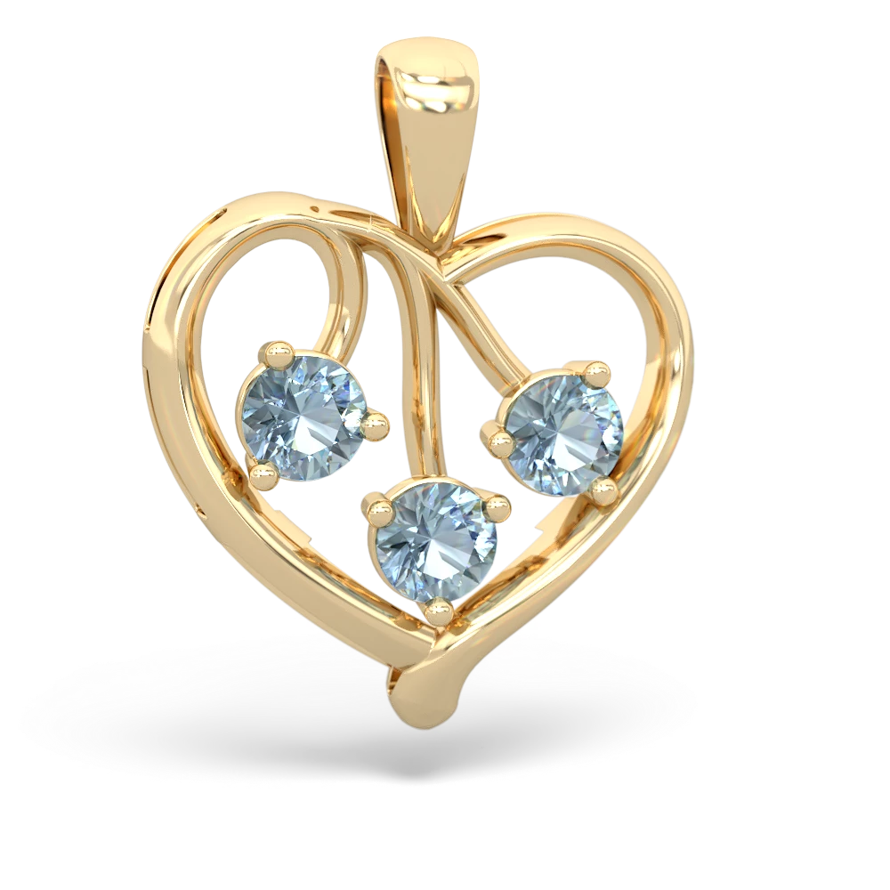 Lab Sapphire Glowing Heart 14K Yellow Gold pendant P2233