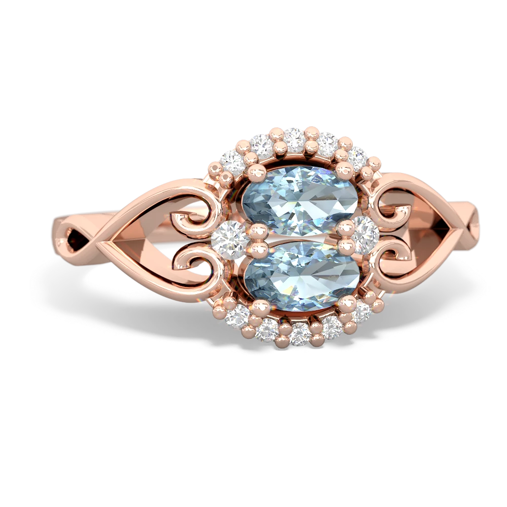 Aquamarine Love Nest 14K Rose Gold ring R5860