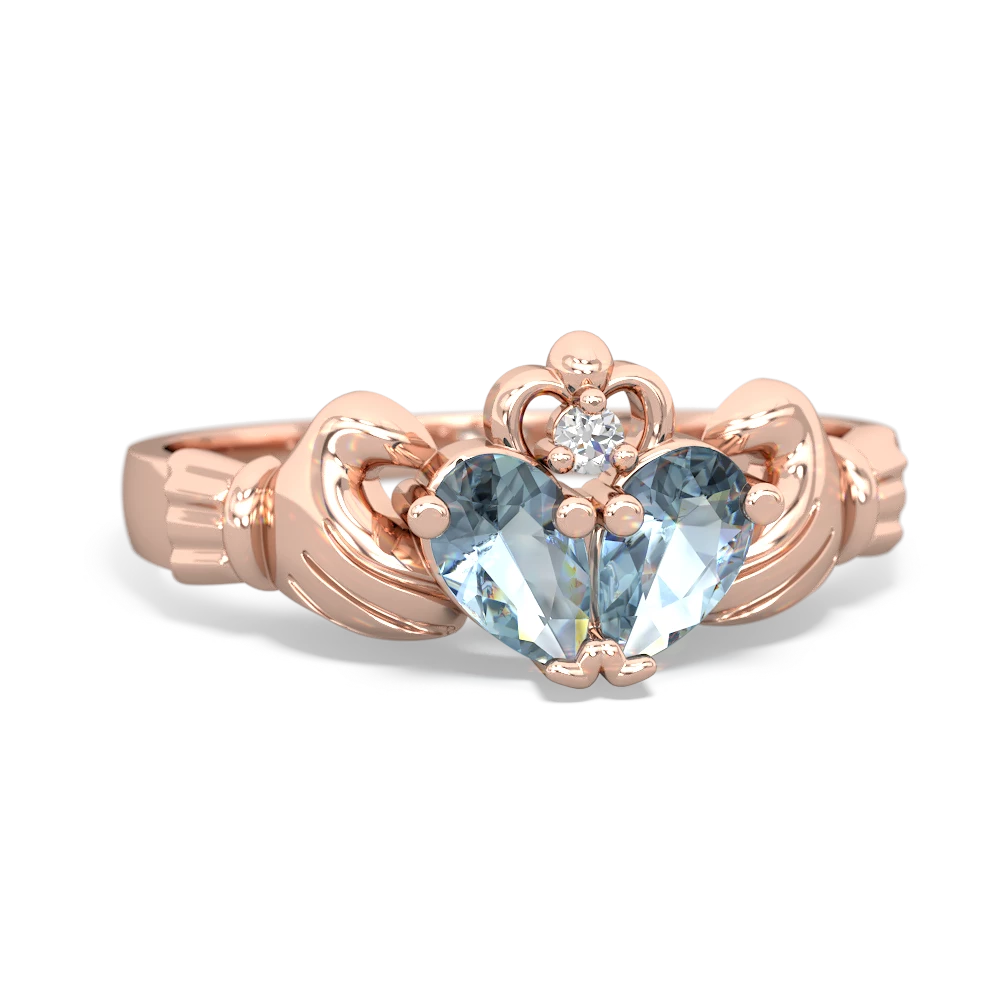 Aquamarine 'Our Heart' Claddagh 14K Rose Gold ring R2388