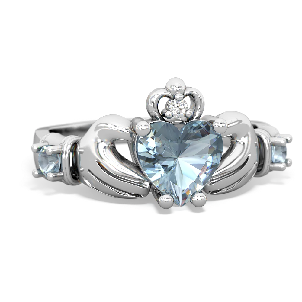 Blue Topaz Claddagh Keepsake 14K White Gold ring R5245