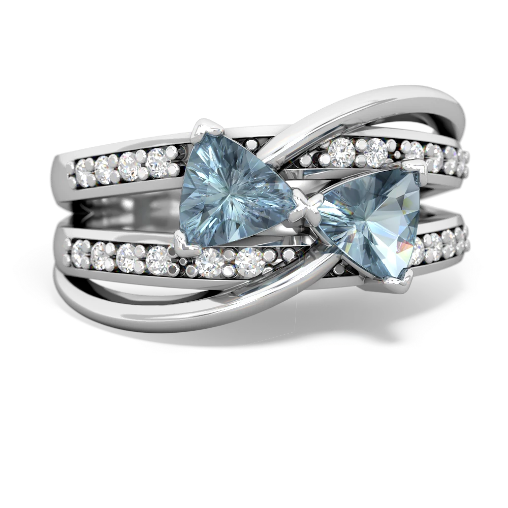 Aquamarine Bowtie 14K White Gold ring R2360