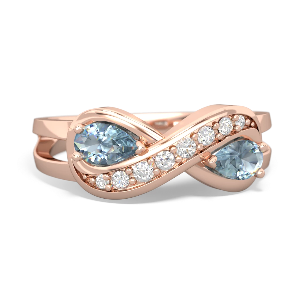 Aquamarine Diamond Infinity 14K Rose Gold ring R5390