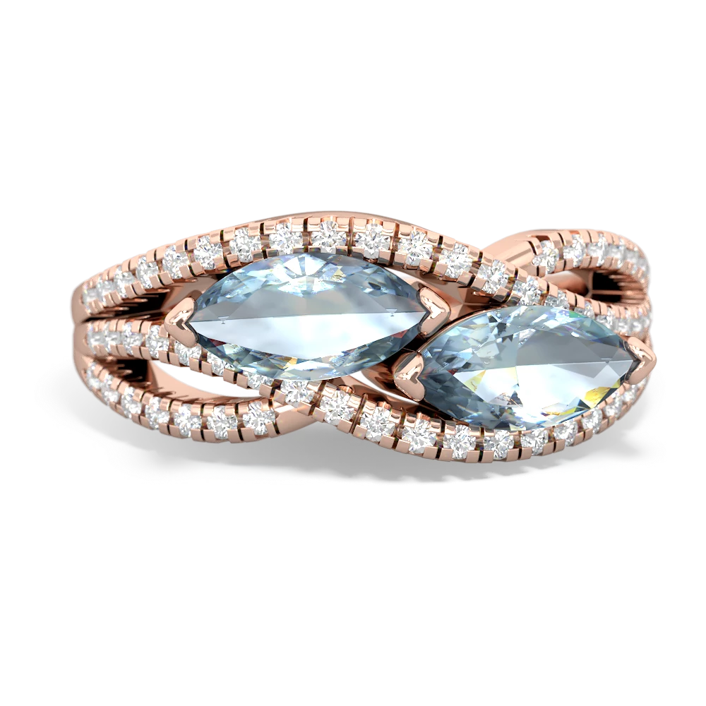 Aquamarine Diamond Rivers 14K Rose Gold ring R3070