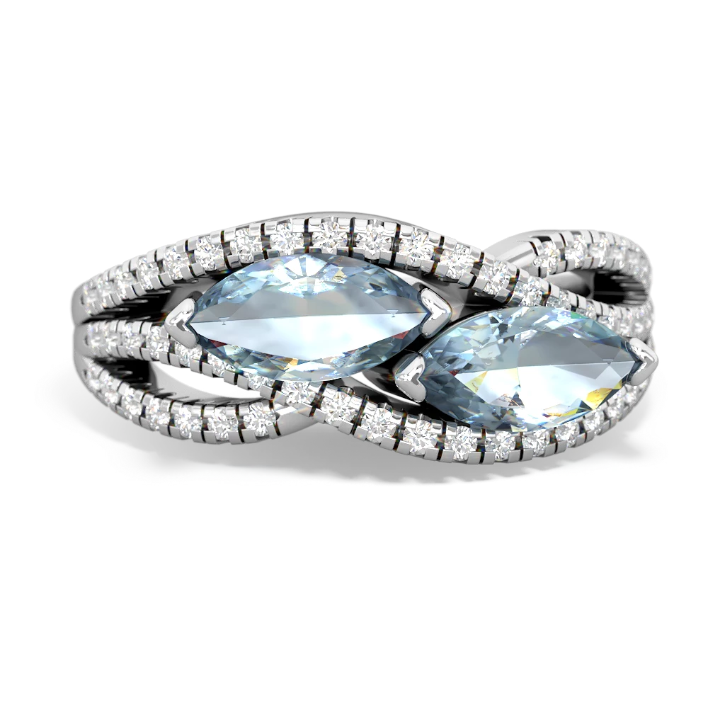 Aquamarine Diamond Rivers 14K White Gold ring R3070