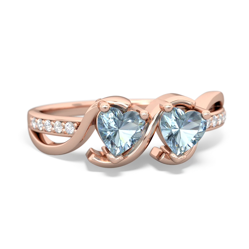 Aquamarine Side By Side 14K Rose Gold ring R3090